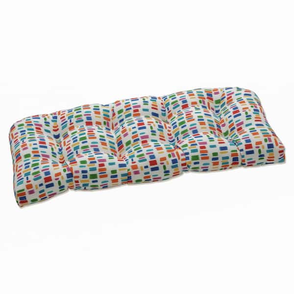 Pillow Perfect Novelty Rectangular Outdoor Bench Cushion in Blue