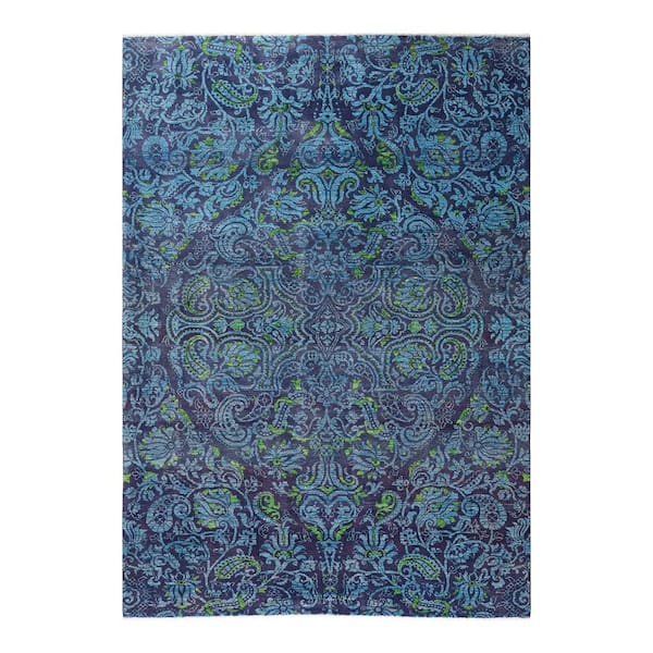 Solo Rugs Suzani One-of-a-Kind Contemporary Purple 6 ft. 3 in. x 8 ft. 10 in. Floral Area Rug