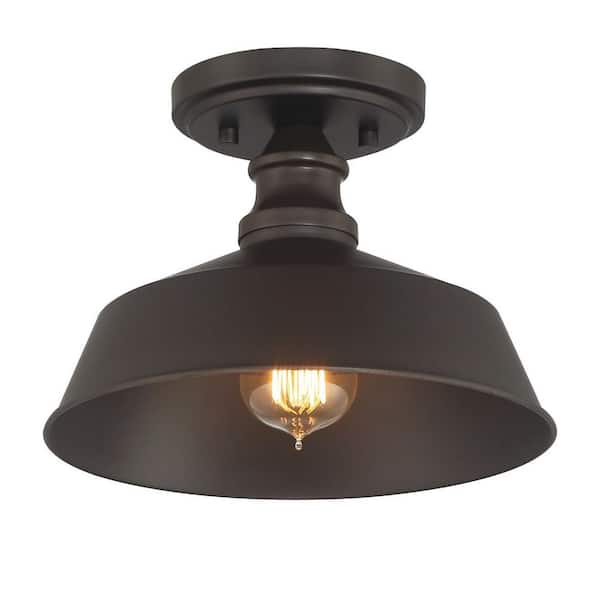 Savoy House 10 in. W x 6.5 in. H 1-Light Oil Rubbed Bronze Semi-Flush Mount Ceiling Light with Metal Shade