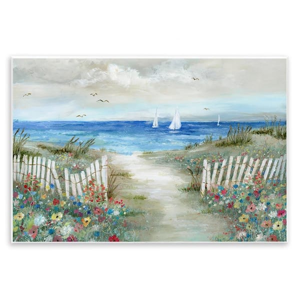 Gorgeous Traditional Beach Scene by Nan Unframed Graphic Art Print Coastal 19 in. x 13 in.