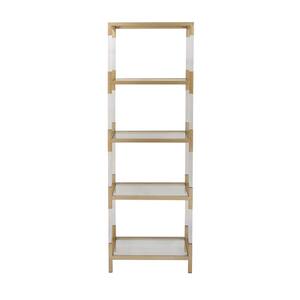 69 in. Gold/White Metal 4-shelf Etagere Bookcase with Open Back