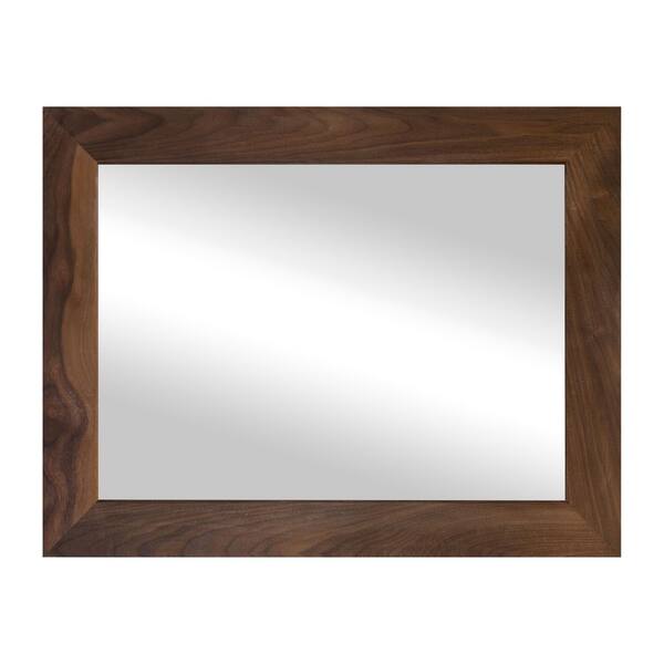 Rayne Mirrors 3 in. Walnut Frame (32 in. W x 33 in. H) Walnut Hardwood Rectangle Wall Mirror