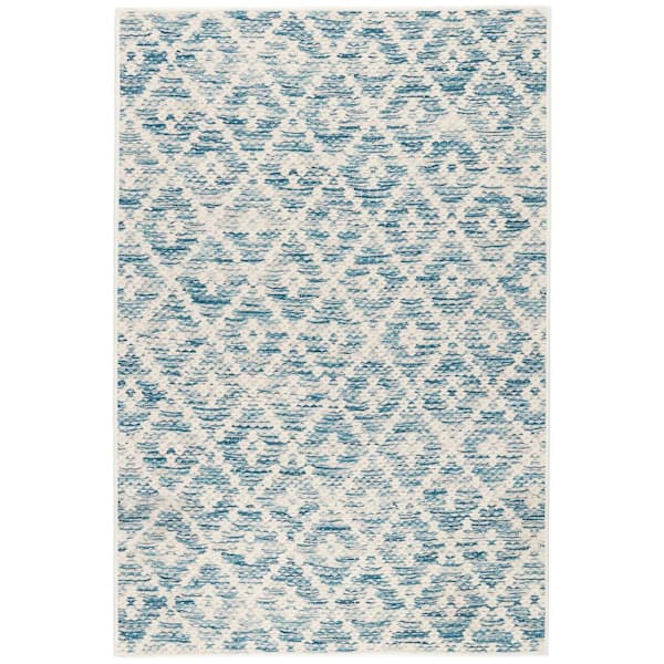 Melange Diamond Machine Washable Blue 4 ft. x 6 ft. Indoor Area Rug