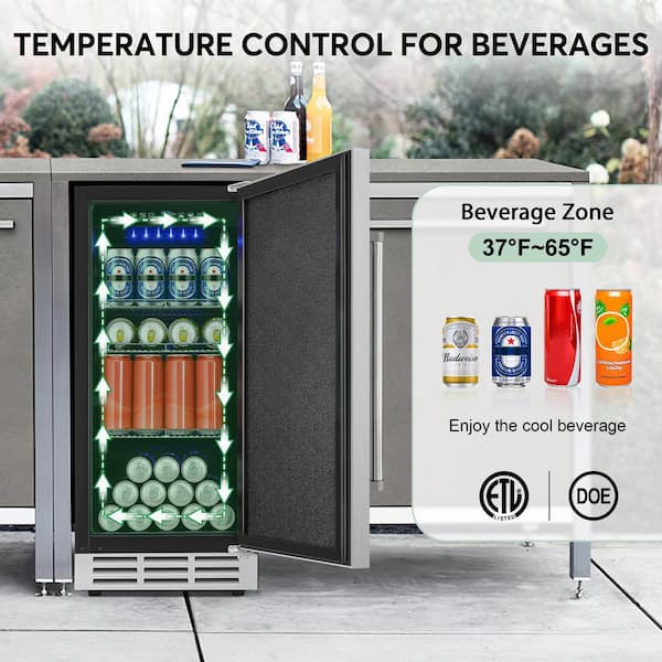 Hooure 15 in. 130 Cans 3.53 cu. ft. Built-in/Freestanding Outdoor