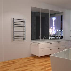 Radiant Square Large 12-Bar Combo Plug-in and Hardwired Electric Towel Warmer in Polished Stainless Steel