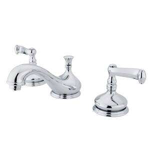 8 in. Widespread 2-Handle Bathroom Faucets with Brass Pop-Up in Polished Chrome