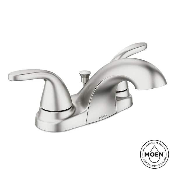 Adler 4 in. Centerset 2-Handle Low-Arc Bathroom Faucet in Spot Resist Brushed Nickel