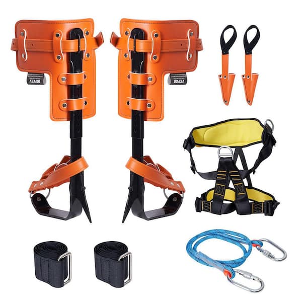 Tree Climbing Spikes Set, 1 Pair Alloy Steel Spurs with Rope and Harness, 350 lbs. Load, Arborist Gear for Fruit Picking
