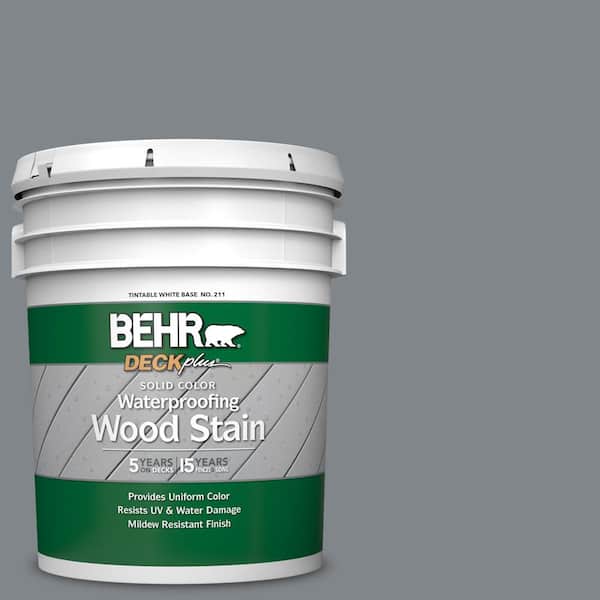 BEHR DECKplus 5 gal. #N500-5 Magnetic Gray color Solid Color Waterproofing Exterior Wood Stain