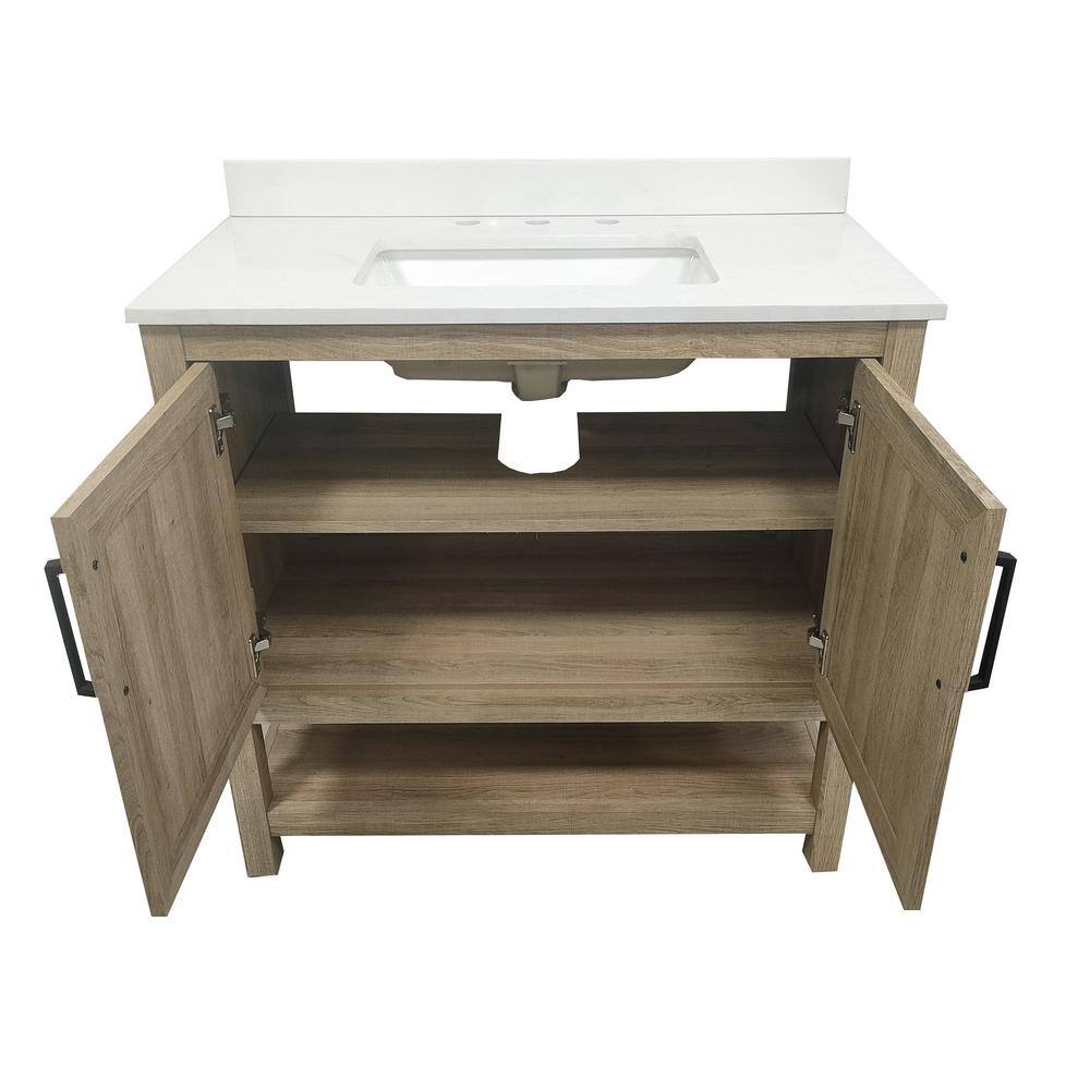 Vivien 36" Brown Wood Bathroom Vanity with Stoneware Surface