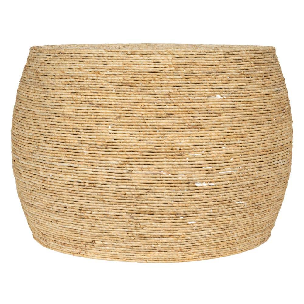 Natural Handwoven Corn Rope Round Barrel Coffee Table
