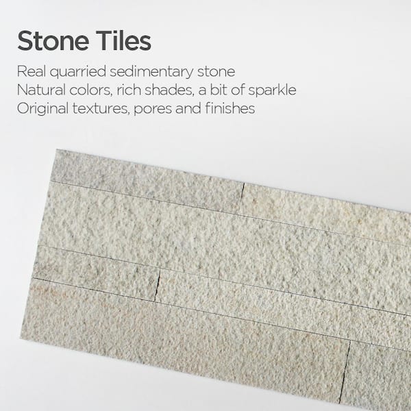4-sheets Beige 24 in. x 6 in. Peel, Stick Self-Adhesive Decorative 3D Stone Tile Backsplash (3.87 sq.ft. / pack)