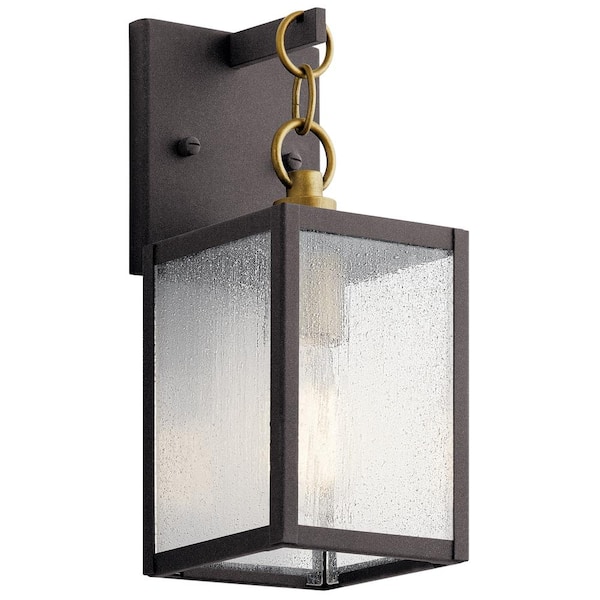 KICHLER Lahden 16.75 in. 1-Light Weathered Zinc Outdoor Hardwired Wall Lantern Sconce with No Bulbs Included (1-Pack)