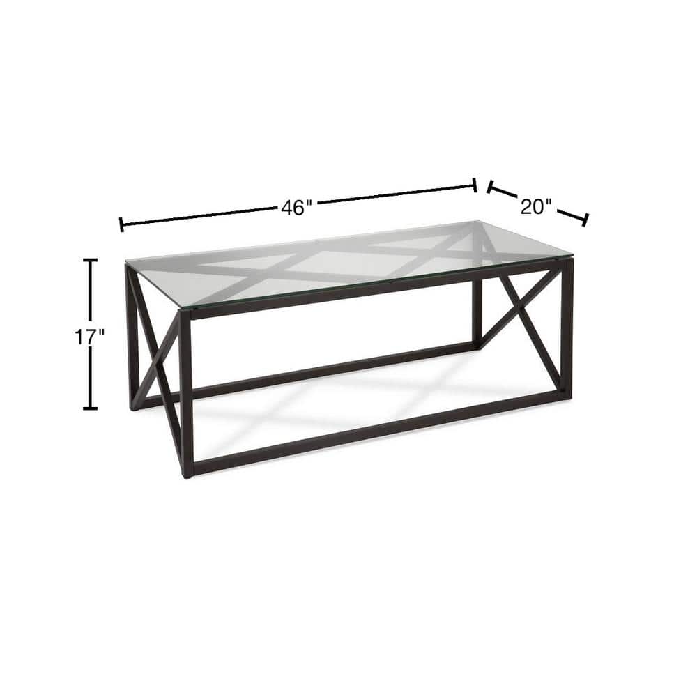 Evelyn Mid-Century Blackened Bronze 46" Glass Coffee Table