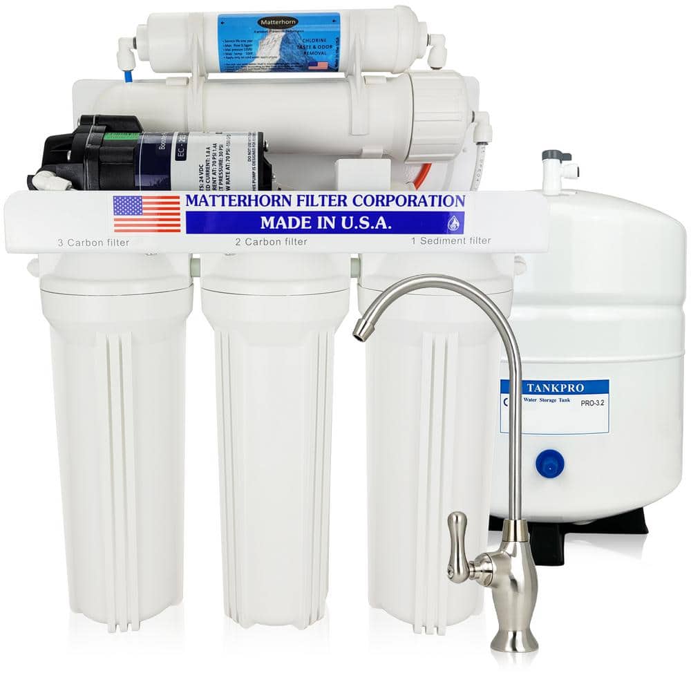 Superior Reverse Osmosis Under the Sink Water Filter System with Pump - 5 Stage 50 GPD -  Matterhorn, MRO-5050P