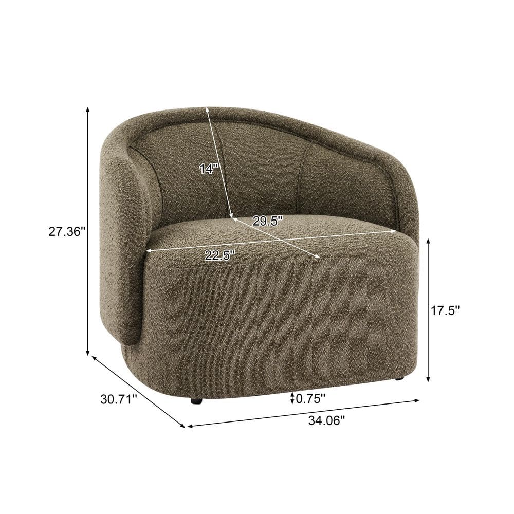 Measurement diagram of the green polyester arm chair.