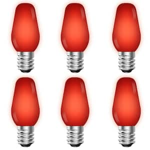 0.5-Watt C7 LED Red Replacement String Light Bulb Shatterproof Enclosed Fixture Rated UL E12 Base (6-Pack)