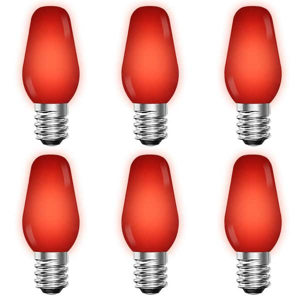 LUXRITE 0.5-Watt C7 LED Red Replacement String Bulb Shatterproof Enclosed Fixture Rated UL E12 Base (6-Pack) LR21750-6PK - The Home Depot