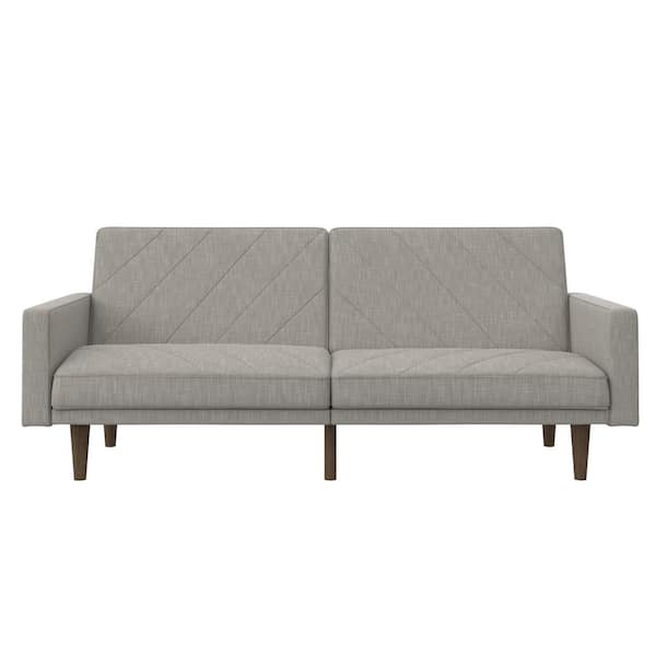 DHP Paige Light Gray Linen Upholstered Futon