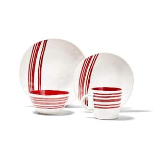 16-Piece Casual Red Stoneware Dinnerware Set (Service for 4)