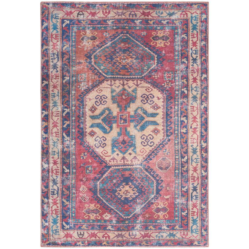 57 Grand Machine Washable Red/Navy 6 ft. x 9 ft. Persian Floral Traditional Area Rug price history on PriceWatchPro