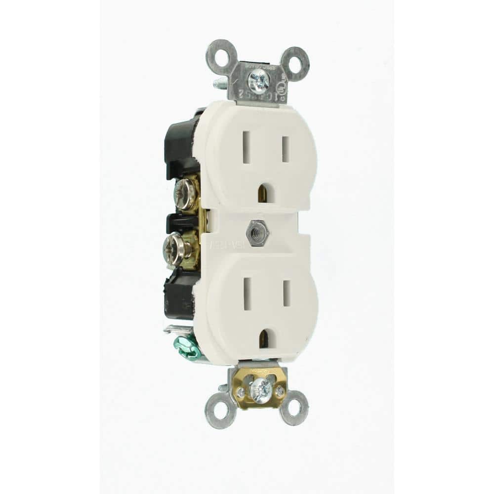 White Tamper Resistant Duplex Outlet with Wall Plate