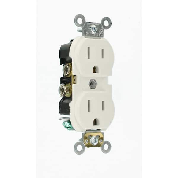 PS RV 15 AMP WHITE SELF CONTAINED RECEPTACLE DUPLEX OUTLET 125V CAMPER  MOTORHOME 