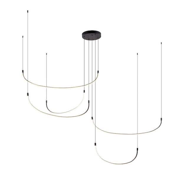KUZCO Talis 90 in. 1 Light 118-Watt Black Integrated LED Pendant Light