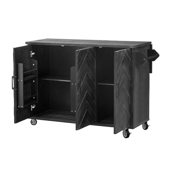 51.2 in. W x 29.5 in. D x 36.2 in. H Bathroom Black Linen Cabinet