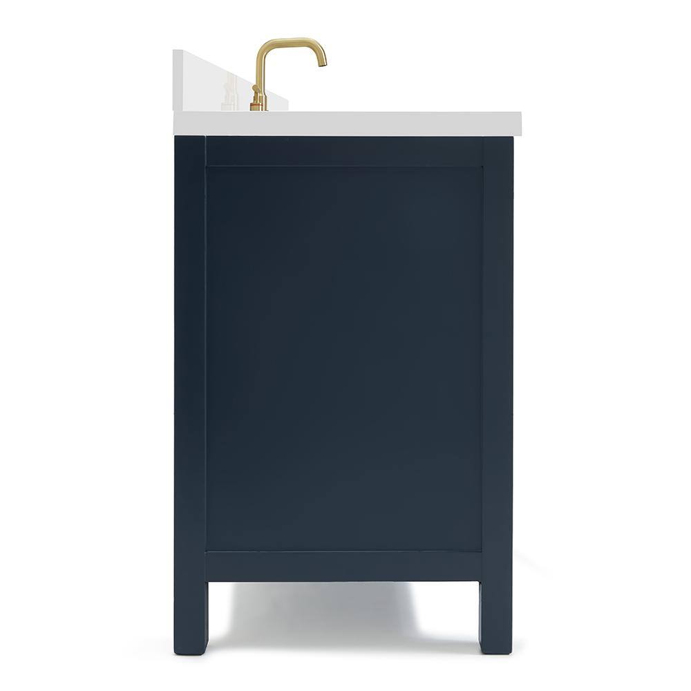 Midnight Blue Hardwood Freestanding Vanity with Quartz Top