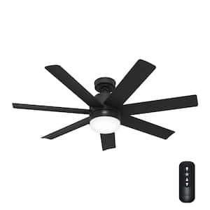 Brazos 52 in. Indoor/Outdoor Matte Black Standard Ceiling Fan with LED Bulbs and Remote Included