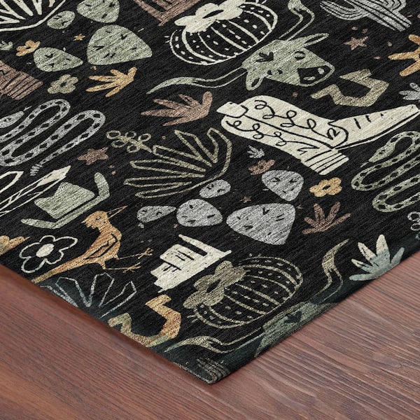 Chantille Machine Washable Indoor/Outdoor Abstract ACN2512 Black 3 ft. x 4 ft. Area Rug