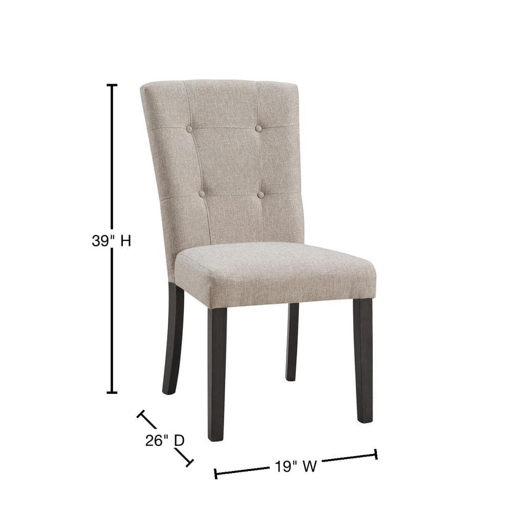 Beige Linen Upholstered Tufted Side Chair Set