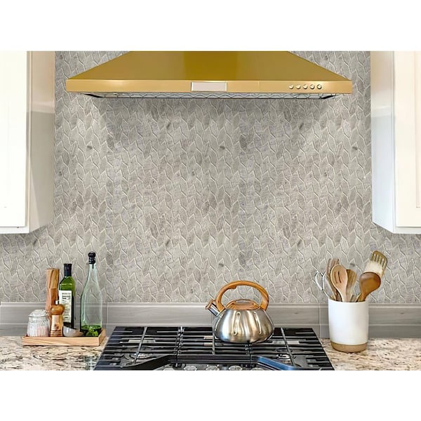 Grandis Wooden Gray 4 in. x 12 in. Marble Polished Baseboard Tile Trim (3.33 sq. ft./case) - 10 Pack