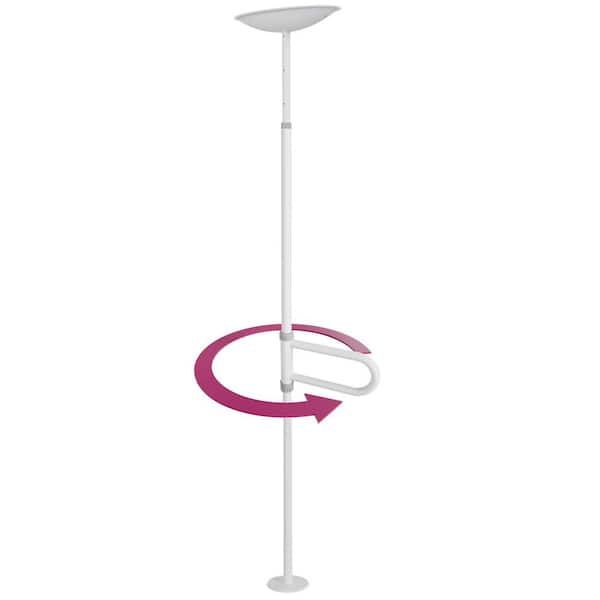 uPole With PivotBar 84-120 in. x 1.5 in. No Drill Floor-To-Ceiling Grab Bar, Transfer Pole (300 Lbs Capacity) in White