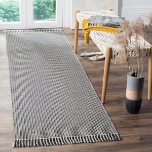 Montauk Ivory/Navy 2 ft. x 8 ft. Multi-Striped Solid Runner Rug