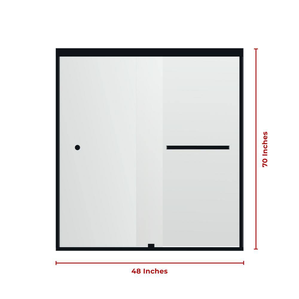 Matte Black Semi-Frameless Sliding Shower Door with Clear Glass