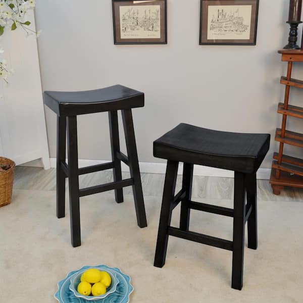 Colborn 30 in. Antique Black Thick Saddle Seat Stool