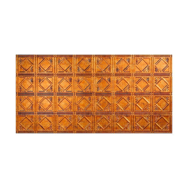 Fasade Traditional Style #4 2 ft. x 4 ft. Glue Up PVC Ceiling Tile in Muted Gold