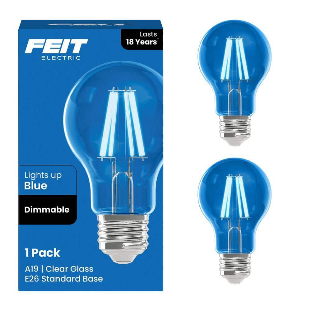 Feit Electric 25-Watt Equivalent A19 Dimmable Filament Blue Colored ...
