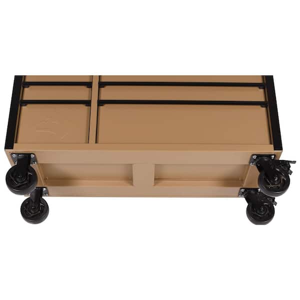 Husky Heavy Duty 52 in. W 9-Drawer Matte Tan Rolling Tool Cabinet