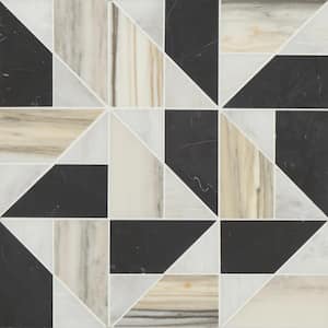 Modni Square 11 in. x 11 in. Honed Warm Blend Marble Mosaic Tile (9.3 sq. ft./Case)