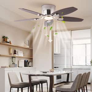 42 in. Indoor Silver Modern 6-Speed Reversible Ceiling Fan with 3-Color Temperature Integrated LED and Remote