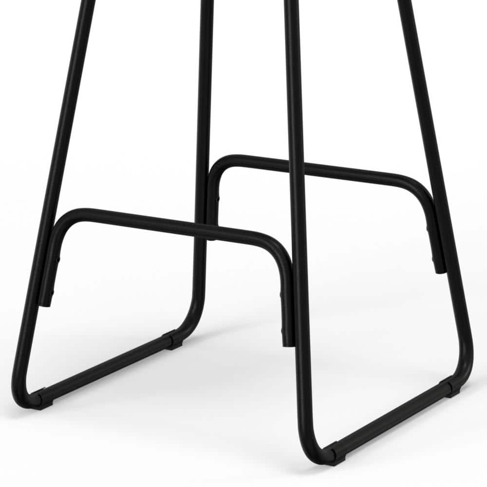 Rustic Farmhouse Black Metal & Wood Saddle Counter Stool