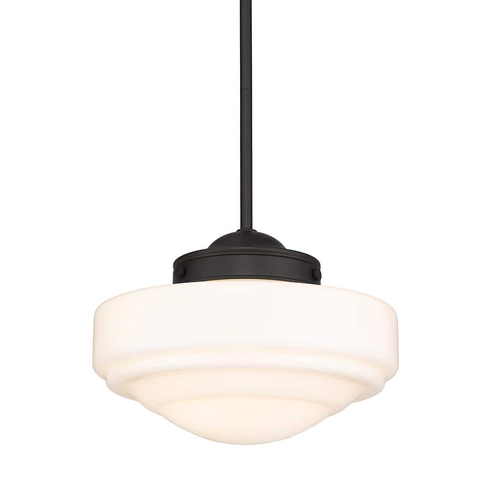 Matte Black Vintage Milk Glass Pendant Light