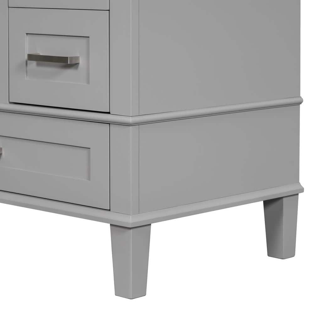 30 in. Grey MDF Freestanding Single Sink Bath Vanity with White Ceramic Top