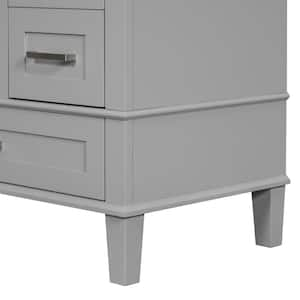 30 in. W. x 18 in. D x 34 in. H Single Sink Freestanding Bath Vanity in Grey with White Cultured Marble Top