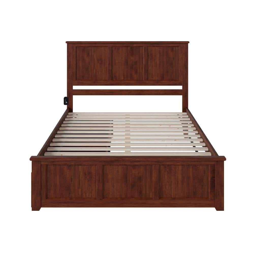Madison Queen Walnut Platform Bed with Built-in Storage Drawers