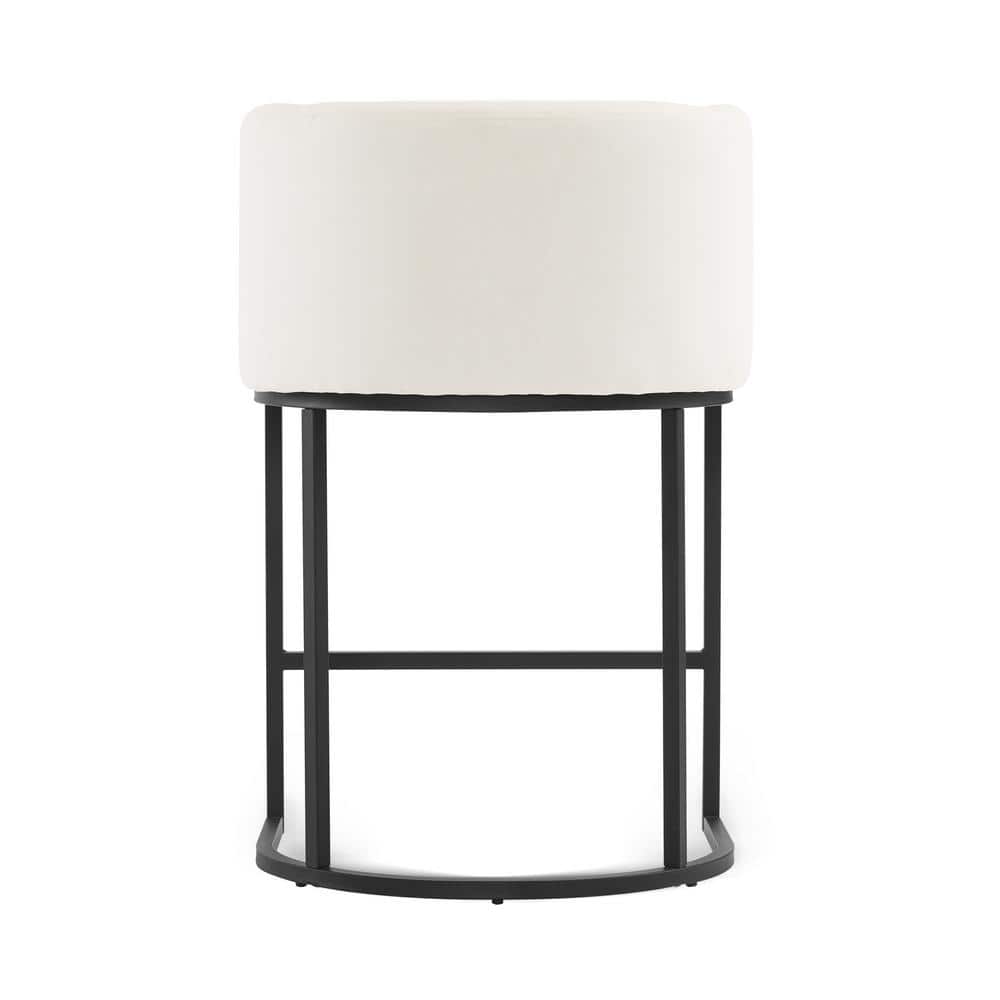 Beige and Black Metal Frame Counter Height Stools, Set of 2