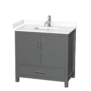 Sheffield 36 in. W x 22 in. D Single Bath Vanity in Dark Gray with Cultured Marble Vanity Top in White with White Basin